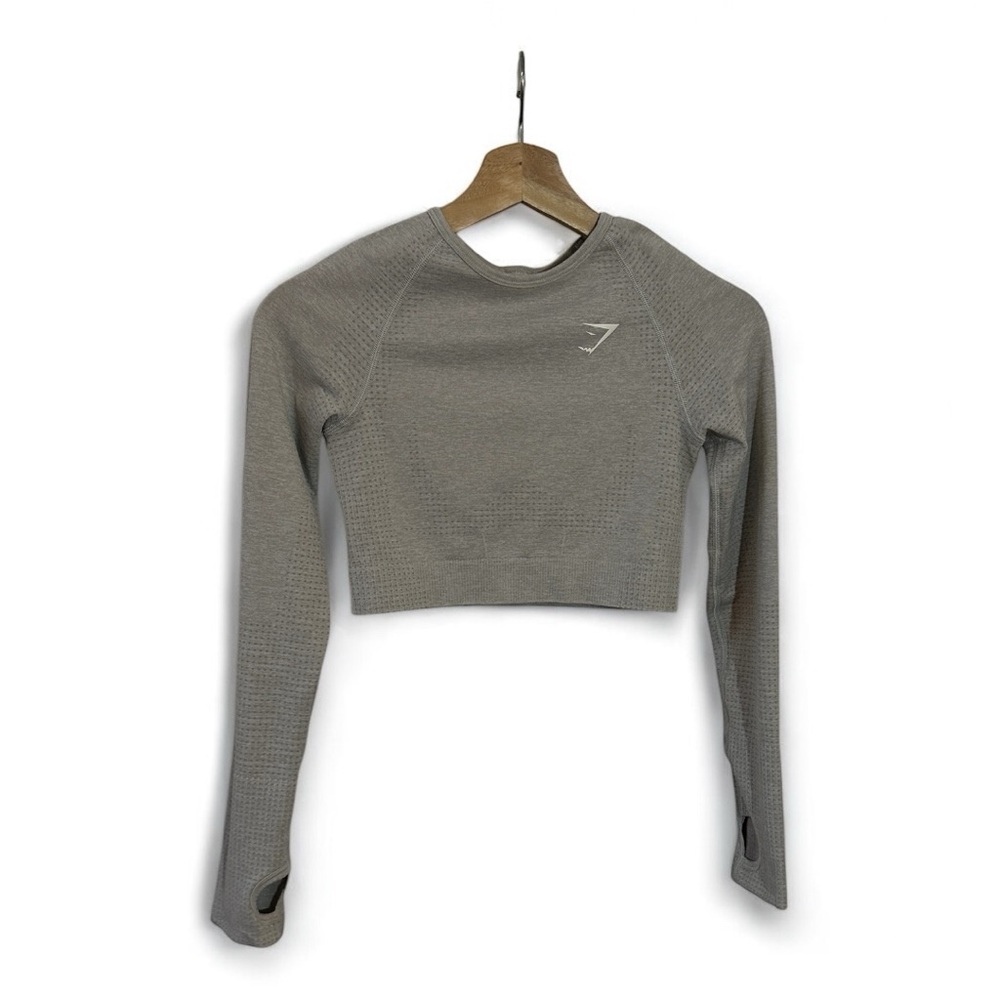 Gymshark Vital Seamless Long Sleeve Crop Top - Smokey Grey Marl